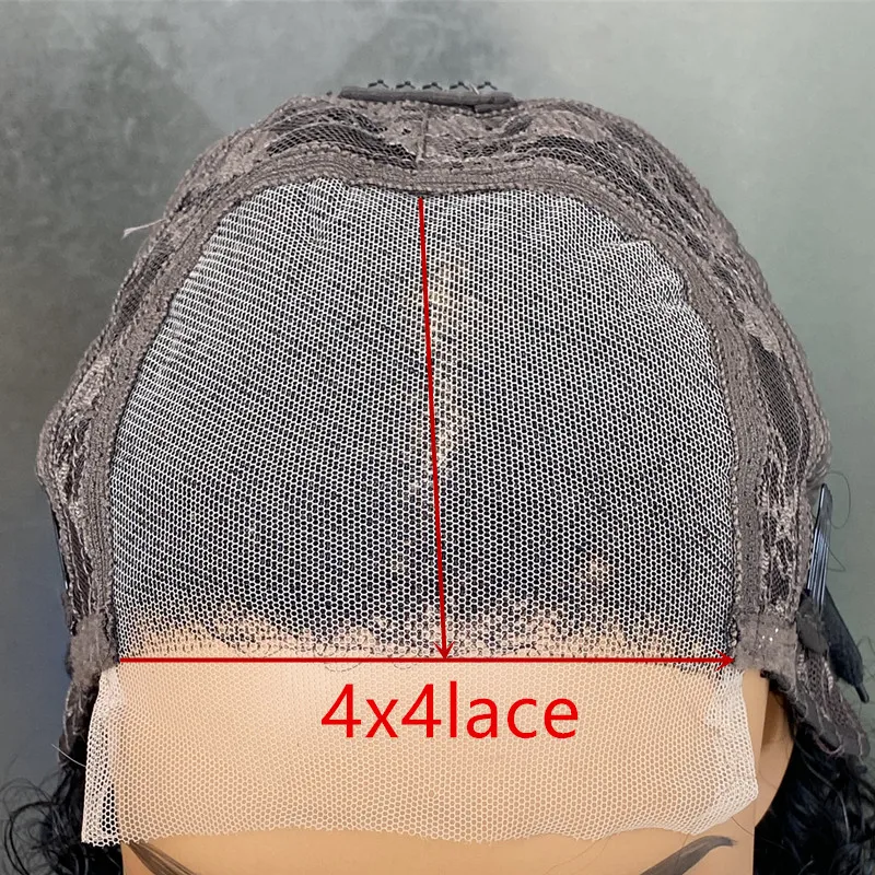 باروكة شعر بشري مموجة 4X4، لون أسود طبيعي، باروكة شعر بشري للاستخدام اليومي للحفلات، باروكة قصيرة مجعدة للنساء