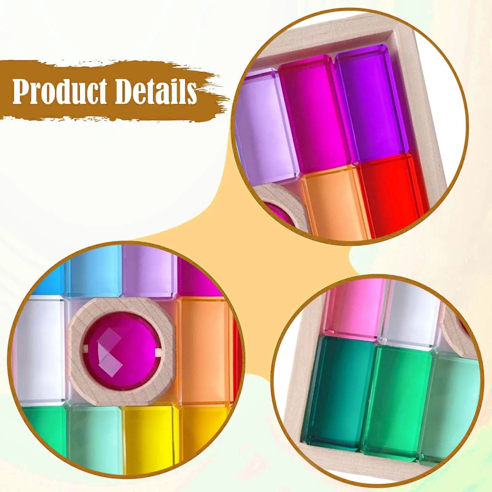 Blocos de construção acrílicos de arco-íris, cubos acrílicos de arco-íris, reconhecimento de cores, brinquedo de empilhamento colorido para presente, meninos, meninas, crianças