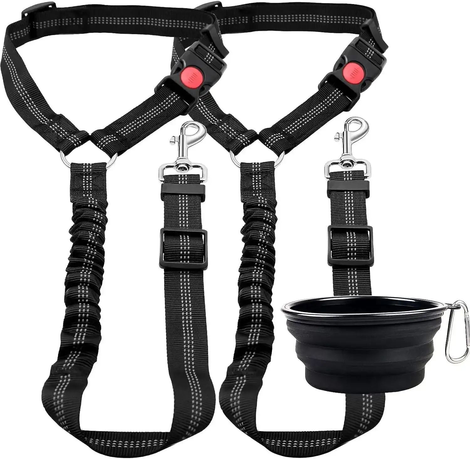 1PCS High Grade Dog Car Safety Belt Dog Safety Belt with Damping Belt and Reflective Line Adjustable Length Suitable Any Dog