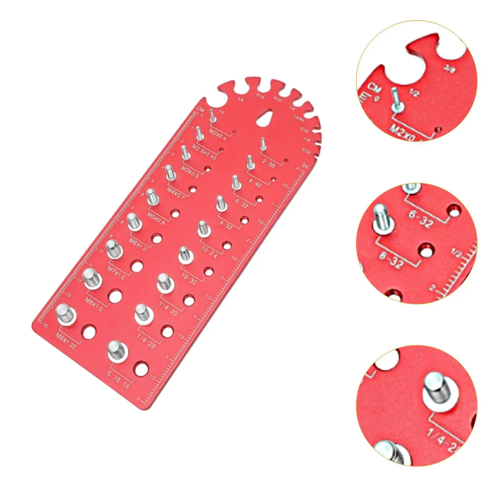 لوحة قياس معرف المسمار مع صامولة مسطرة سم بوصة ومسمار #5