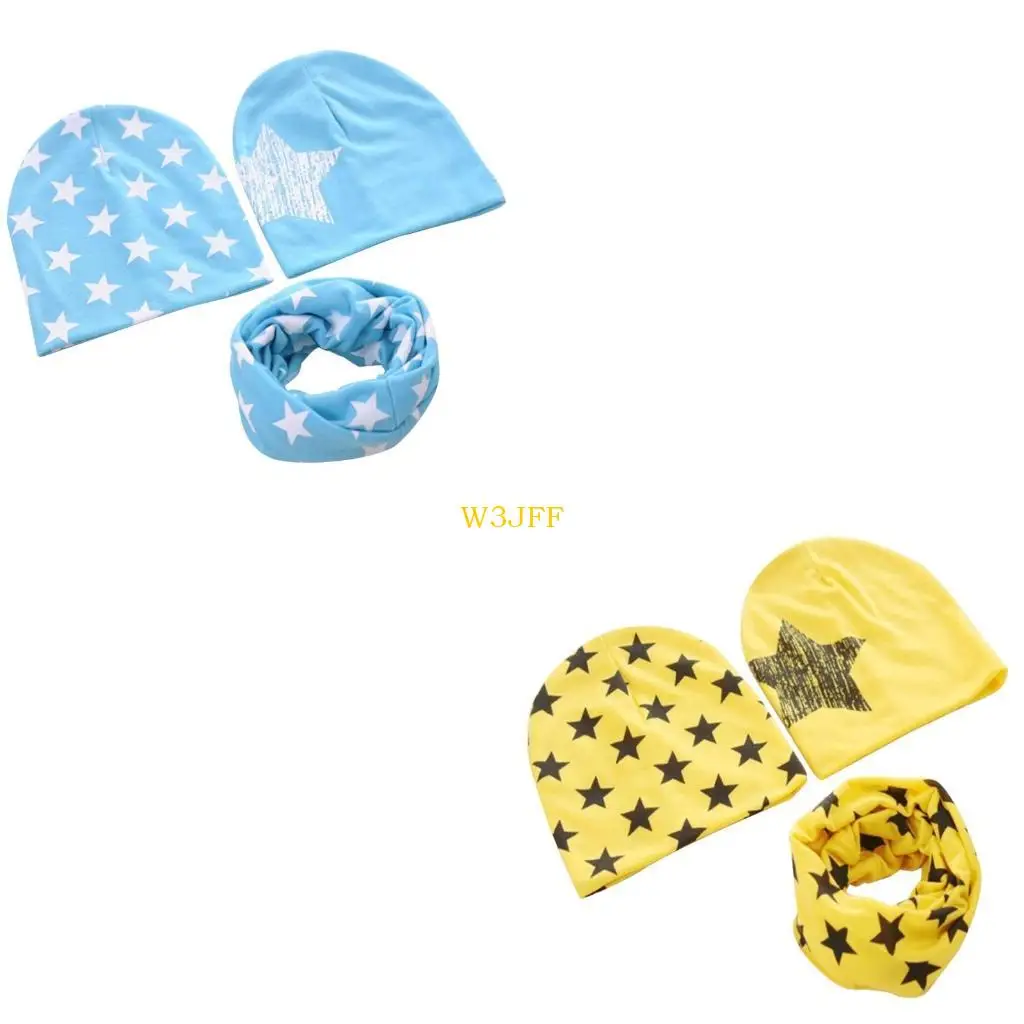

W3JF Beanie Hat & Scarf для детской детской шляпы хлопковая турбана Unisex Unisex Baby Headrress