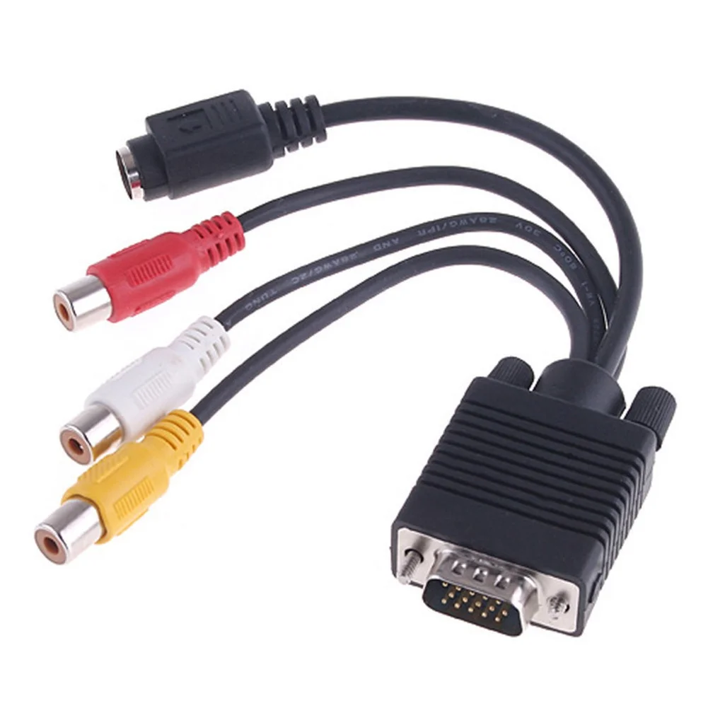 10cm VGA Male To S-Video 3 Female Composite TV Out Adapter Converter Cable For Computer Desktop Notebook AV Video Display