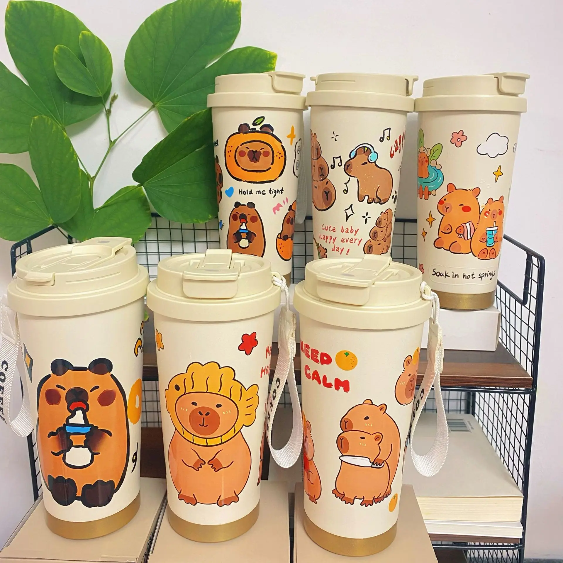 Cartoon Capybara Insulated 316 Stainless Steel Mug Capybara Coffee Cup Portable Water Cup Students Vehicle-mounted