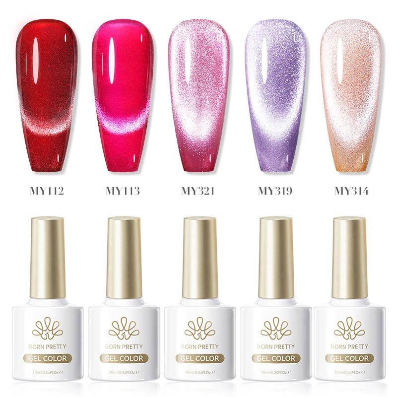 

BORN PRETTY 5pcs Dark Red Cat Magnetic Gel Nail Polish Set Ultra Glitter Gel UV LED Soak Off Nail Manicure Supplies Varnish