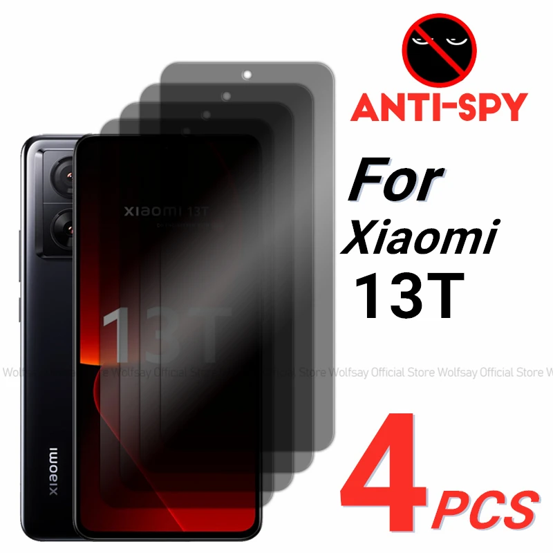 2/4PCS Privacy Screen Protector For Xiaomi 13T Anti-Spy Tempered Glass Xiaomi 13T Full Glue Privacy Glass Film For Xiaomi 13T