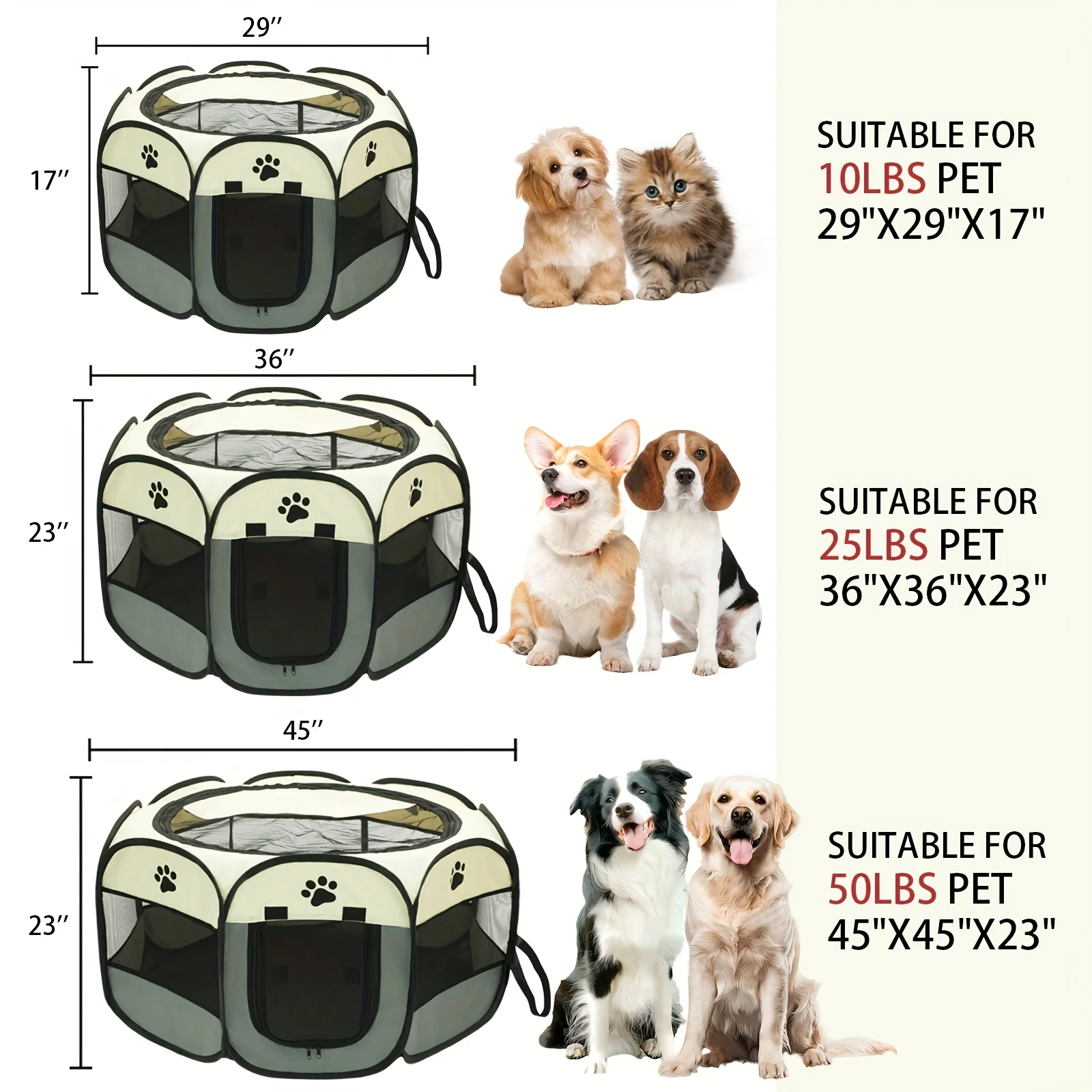 [Indoor/Outdoor Use] Premium Foldable Octagonal Pet Playpen Tent - Spacious And Scratch-Resistant, Two-Tone Design