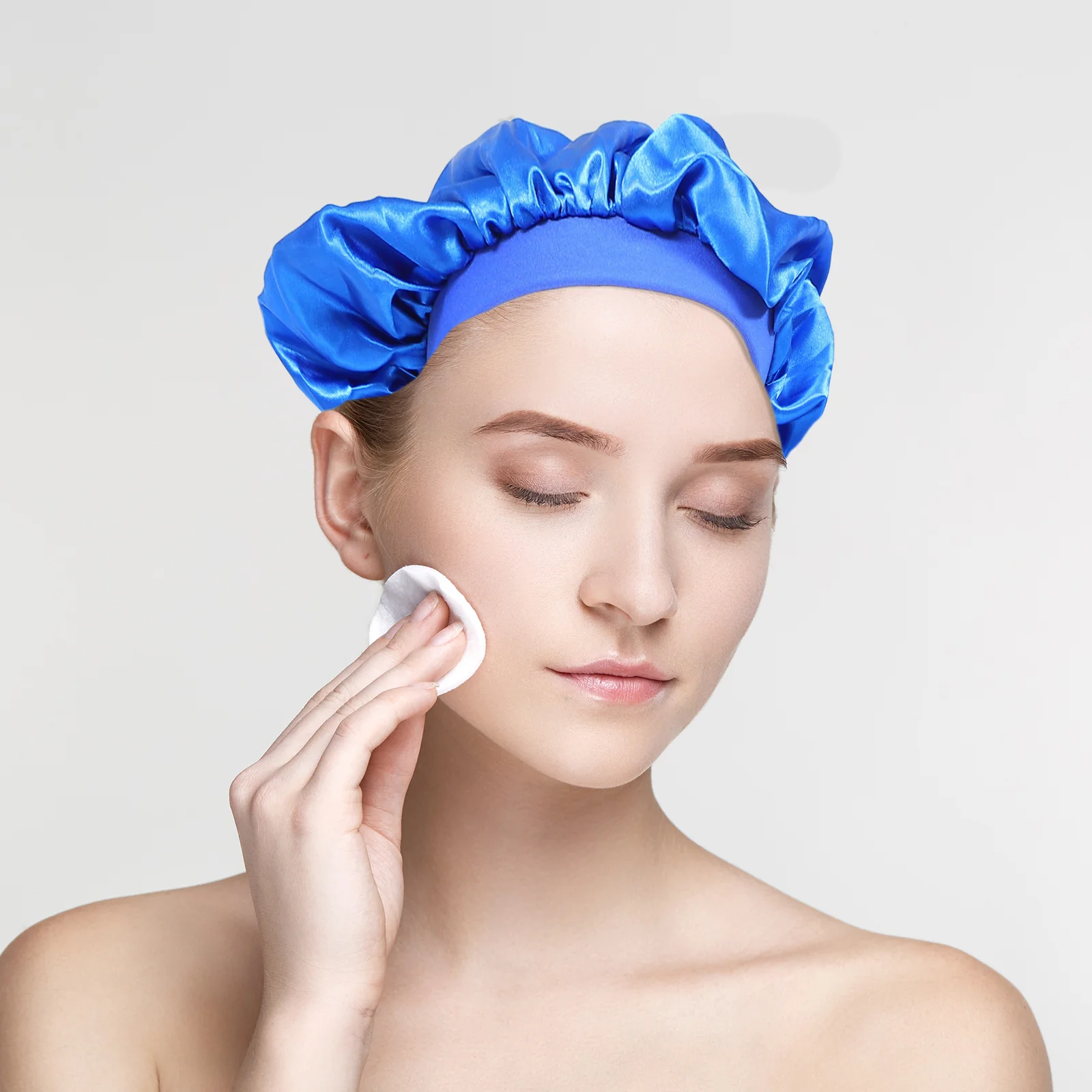 

Silk 3 Piece Satin Hair Care Bonnets Elastic Band Sleep Hat Long Bonnet Women Lightweight Breathable Fits All Hair