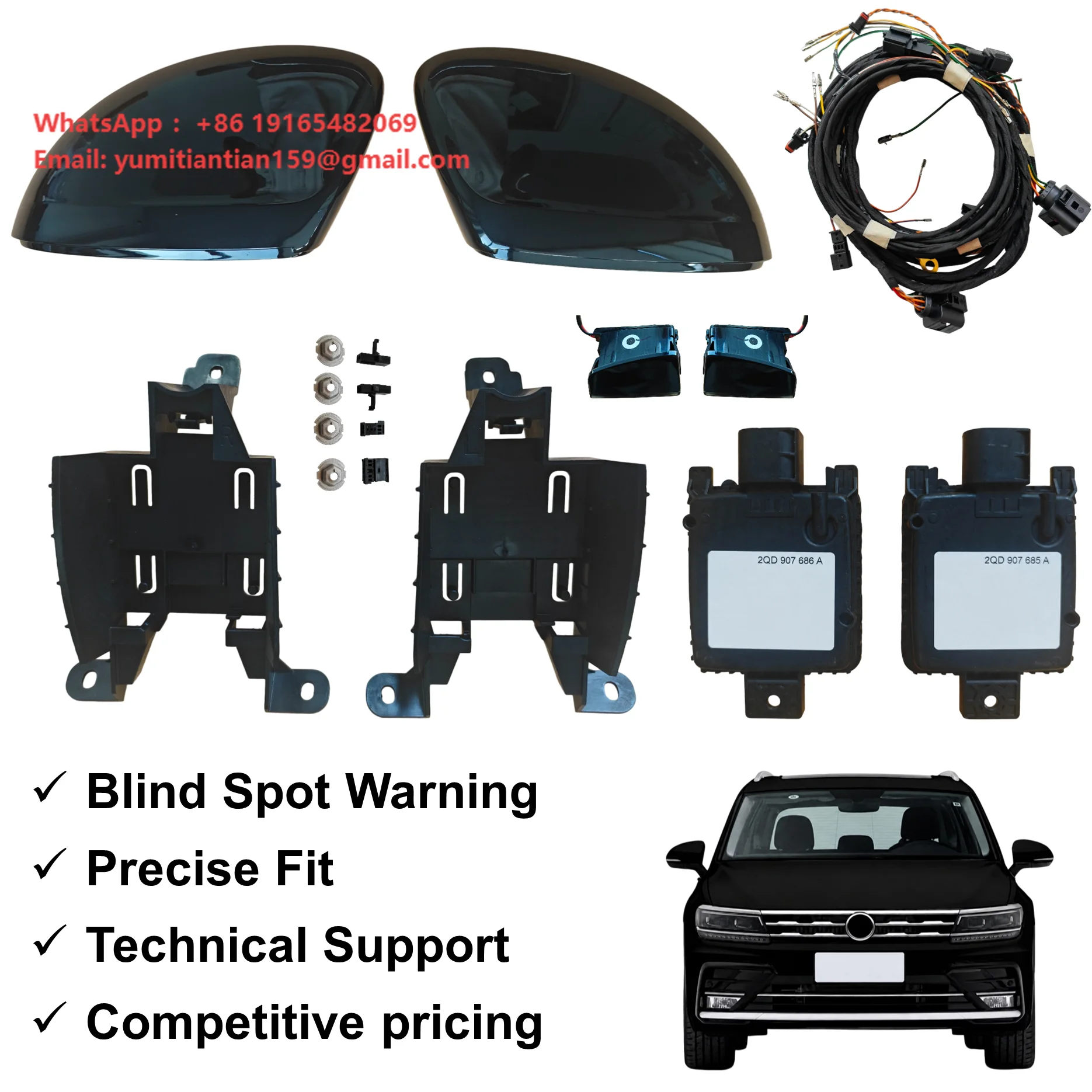 Side Assist Blind Spot Detection Lane Change Assist for Tiguan LCA System with BSD Radar Sensors