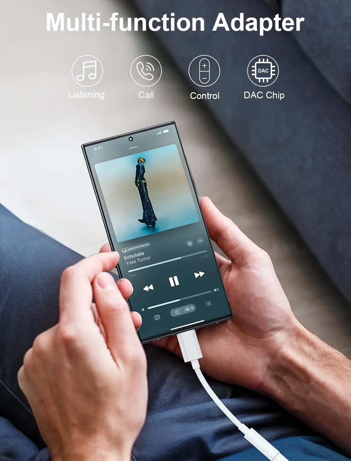 محول سماعة رأس USB-C إلى 3.5 ملم عبوة من HiFi، متوافق مع iPhone 16/15، Galaxy S25-S21، Pixel، iPad، Type-C إلى Aux Dongle