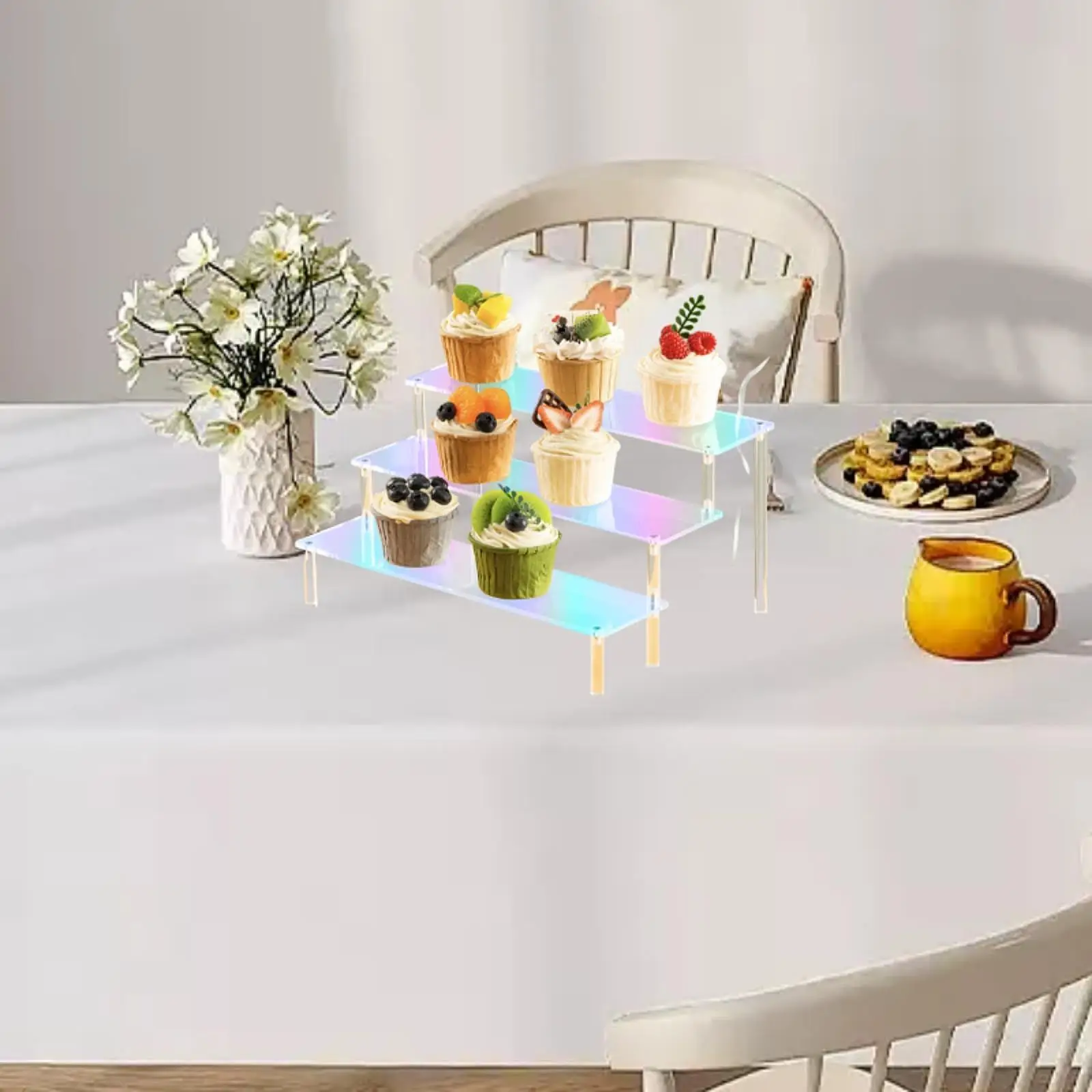 Acrylic Display Stand for Cosmetics Showcase Organizer with Tiered Riser Shelf for Home Furnishing