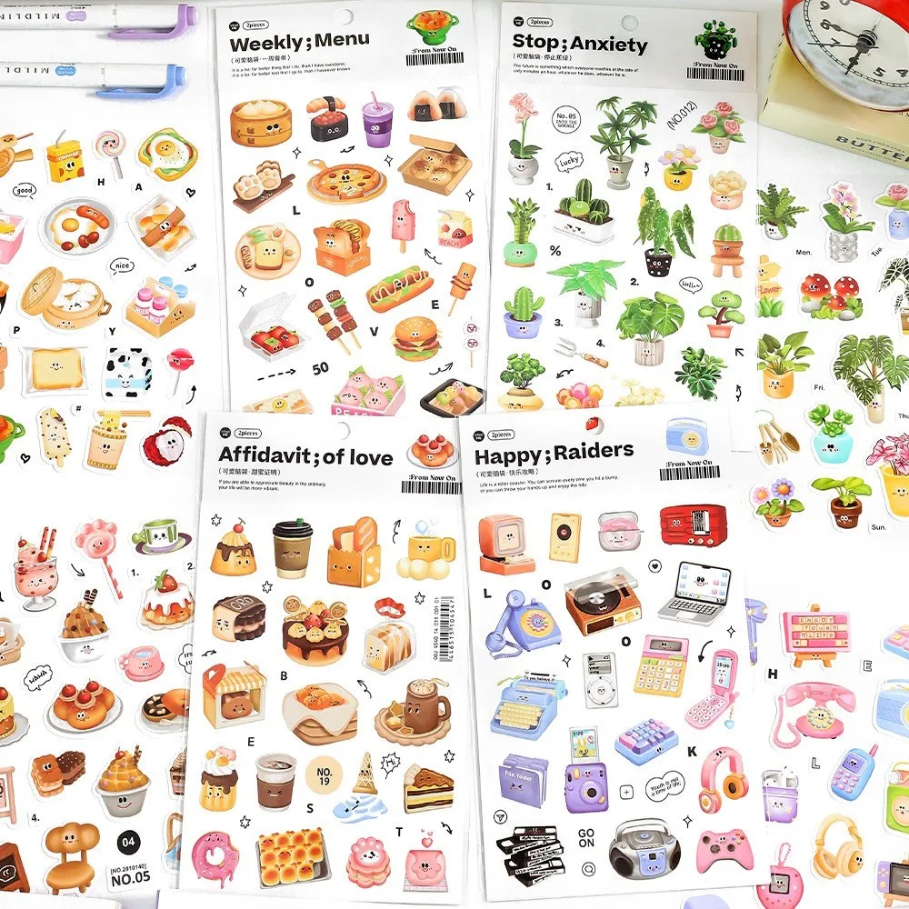 2 Pcs Dessert Fruits Snacks Ice Cream Sticker DIY Craft Label For Scrapbooking Journal Collage Card Making