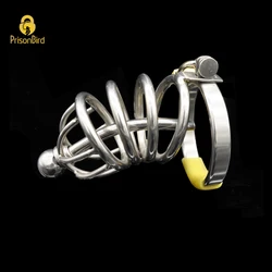 Chaste Bird New!Stainless Steel Male Chastity Device with Catheter,Cock Cage,Virginity Lock,Penis Ring,Penis Lock,Cock Ring A008