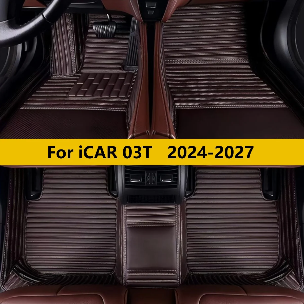 

Комплект кожаных автомобильных ковриков на заказ для iCAR 03T 2024 2025 2026 2027, полный комплект, всепогодные, водонепроницаемые
