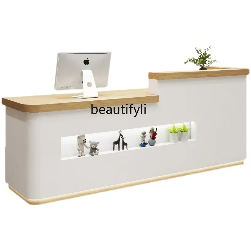 Beauty salon checkout page Bar counter Clothing store Commercial simple store Curved front desk