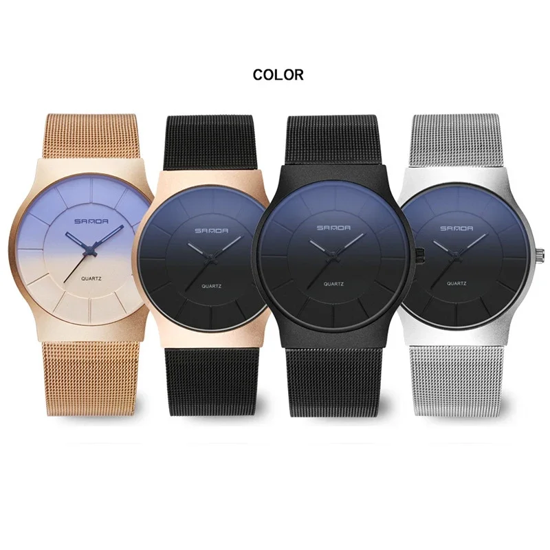 SANDA-reloj de cuarzo con correa de acero inoxidable para hombre, accesorio de moda de negocios, resistente al agua, a prueba de arañazos, estilo Simple