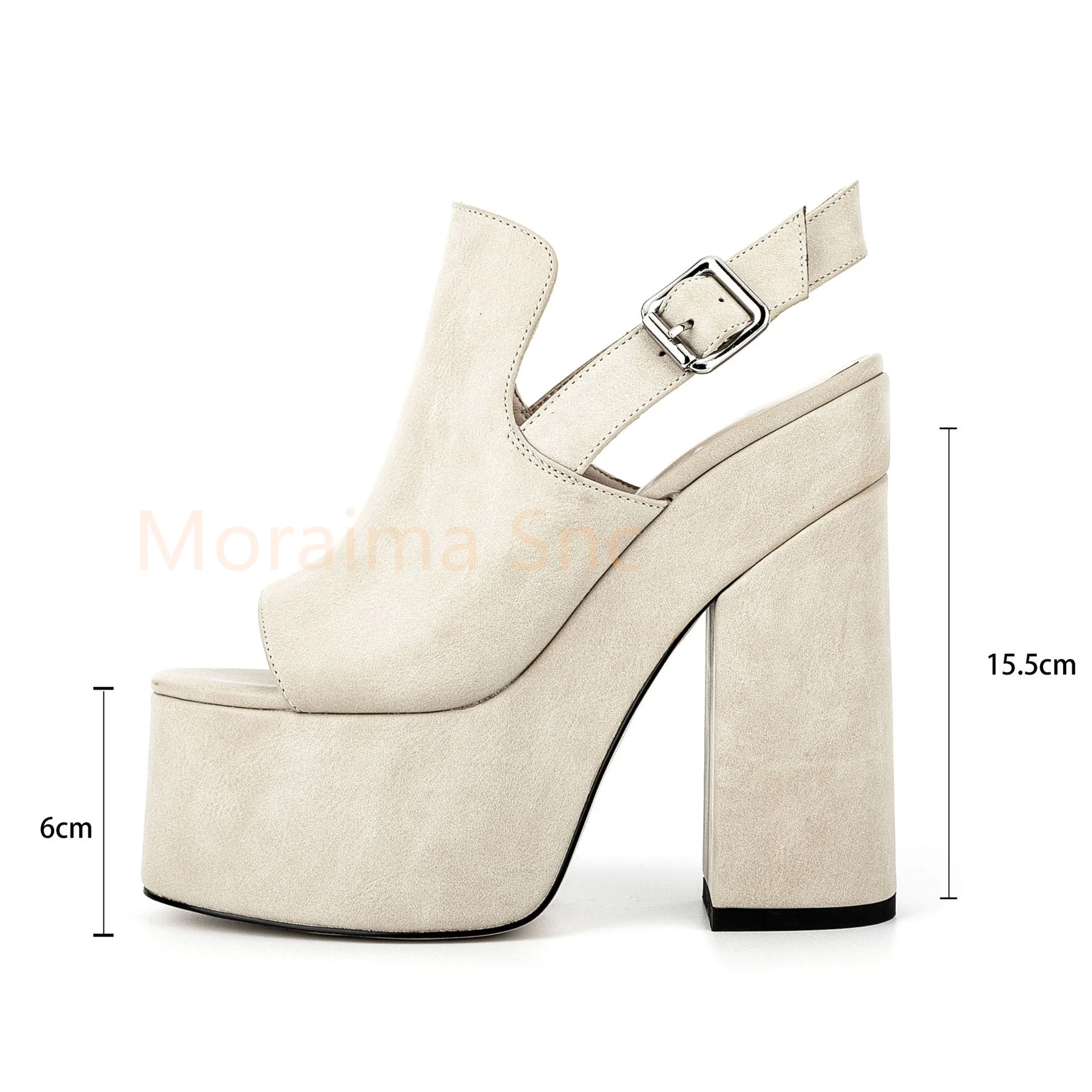 Peep Toe Platform Shoes for Women Sandals Summer Block Heel Round Head Buckle Strap Ladies Catwalk Nightclub Party Shoes 2023