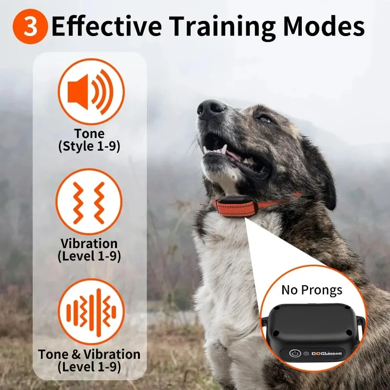 No Shock Remote Dog Training Collar,3300ft Range Vibrating Dog Collar,9 Style Tones Dog Vibration Collar For All Breed Dogs