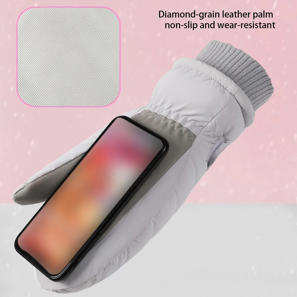 방한 장갑 단색 두껍고 따뜻한 귀여운 디자인, 부드럽고 편안함, 따뜻하고 내구성, 겨울 패션 스키 장갑, 1 개, 2 개