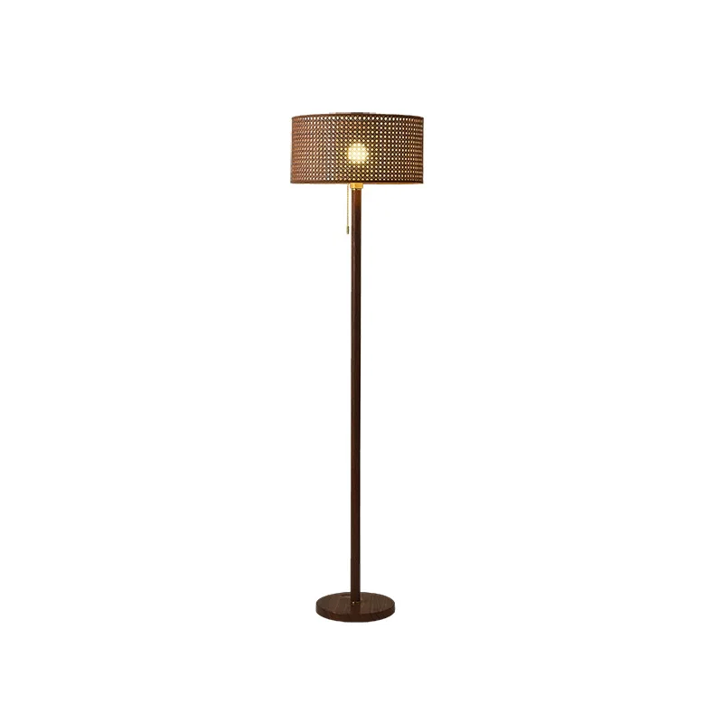 Rattan floor lamp retro living room bedroom lamp wabi-**** sofa study new Chinese eye protection ambient lamp L138