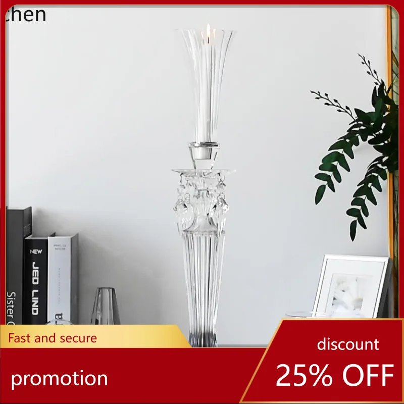 ZML Transparent Crystal Glass Candle Holder Romantic Wedding Table Home Decorative Candle Holder Ornament
