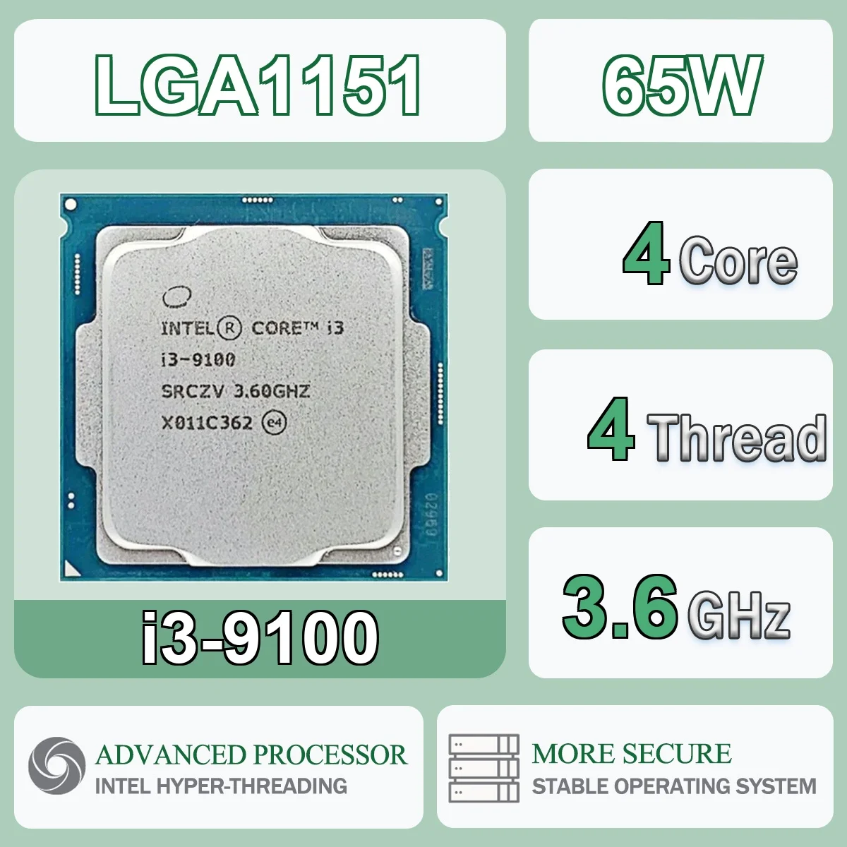 インテル Core I3-9100 3.6 GHz クアッドコア クアッドスレッド I3