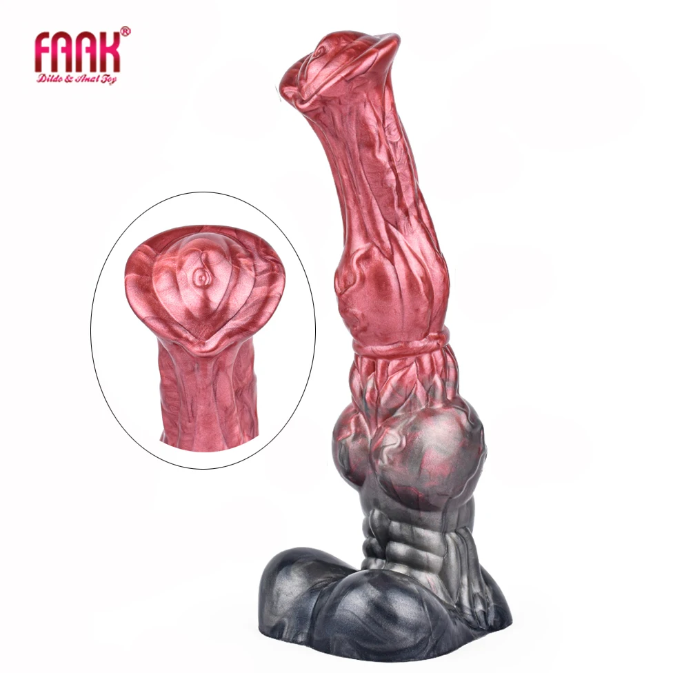 FAAK Fantasy Horse Dildo With Testis Silicone Multi Color Animal Penis Sex Toys For Women Men Anal Plug Female Masturbator