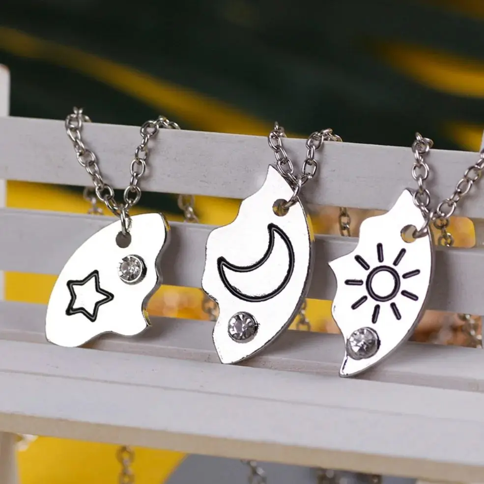 3 pz/set Sun Moon Star collana con ciondolo Best Friend Bff Friendship coppia collana catena clavicola gioielli di moda regali per feste