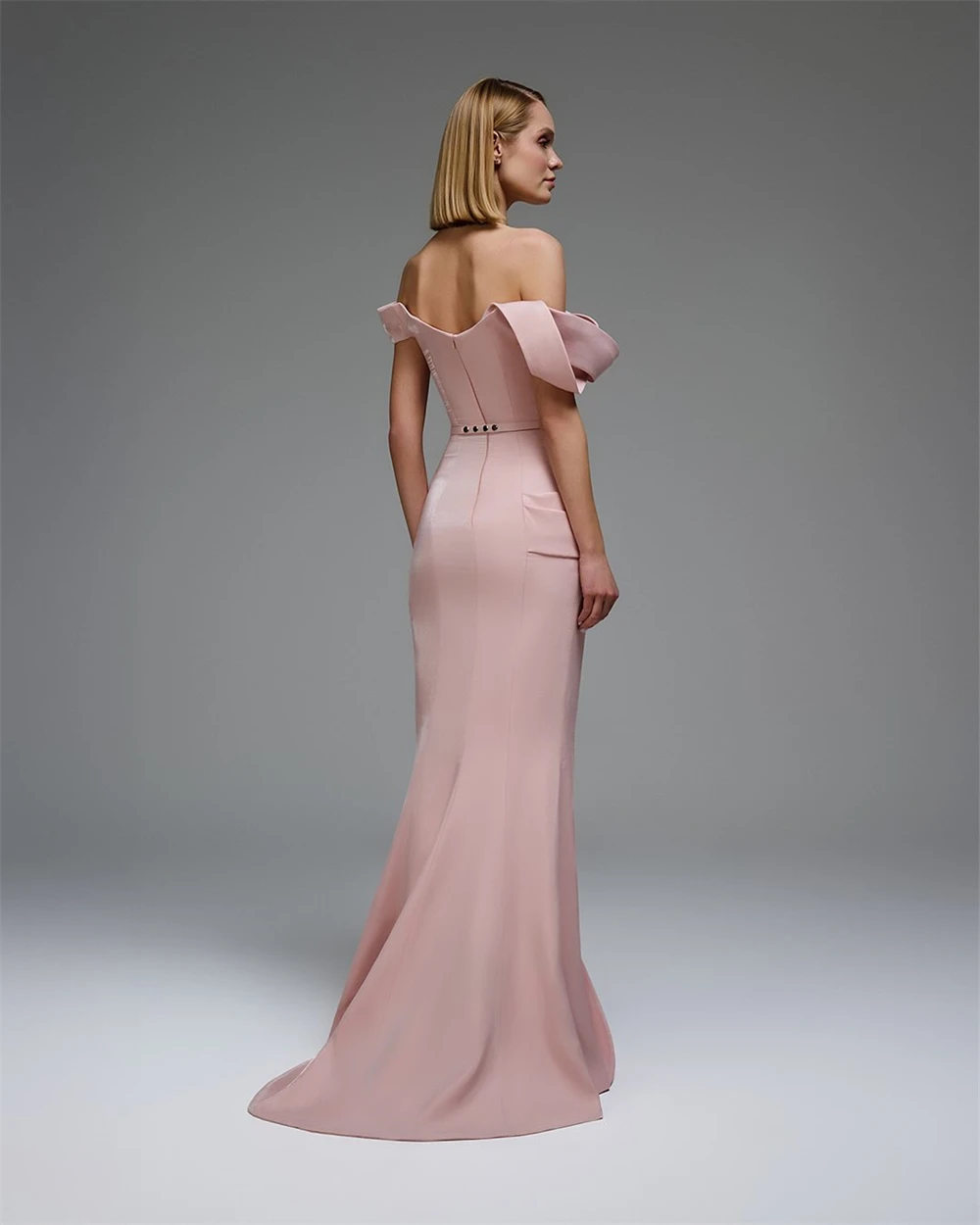 

Customized Formal Jersey Evening Dresses Delicate Off the Shoulder Prom Dress High Quality Sweep Train Bespoke Occasion Gowns