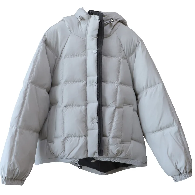 الكورية Sle Thiened مقنعين اللون بلو القطن Jaet المرأة شتاء جديد فضفاض الخبز Sle الدفء البوليستر محبوك معطف #5