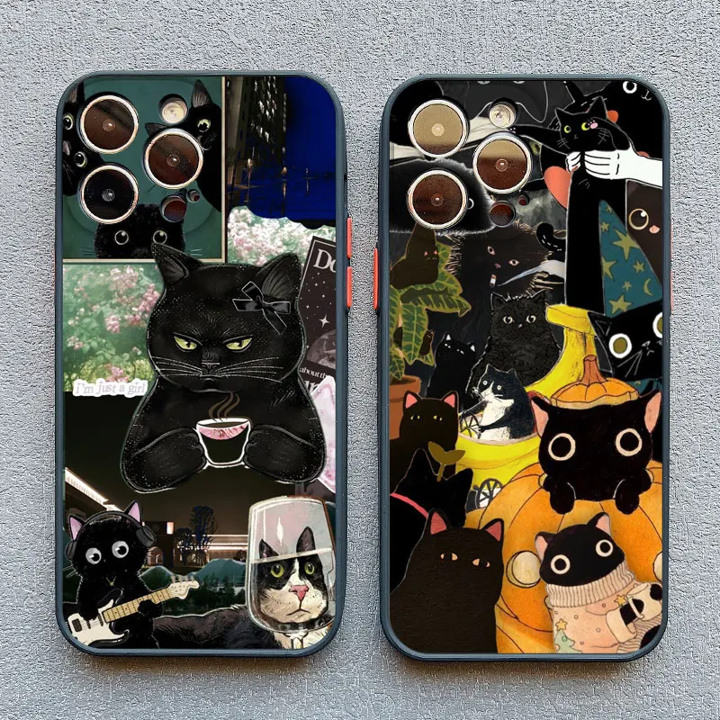Lustige Katzenmuster-Collage-Handyhülle für iPhone 17 14 13 12 11 Pro Max Mini 16 15 Pro Max Plus XS XR X 14 Plus stoßfeste Abdeckung