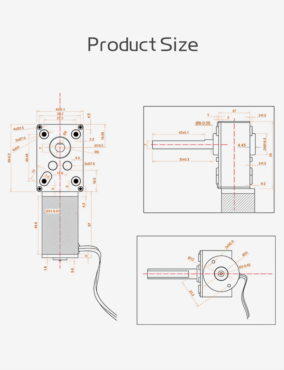 5840-31ZY-51 Getriebemotor 12V~24/7RPM~470RPM Hohes Drehmoment 70KG/CM Hochleistungs-Schneckengetriebe DC-Motor Drehtisch-Tür Selbsthemmender Motor – Detail 1