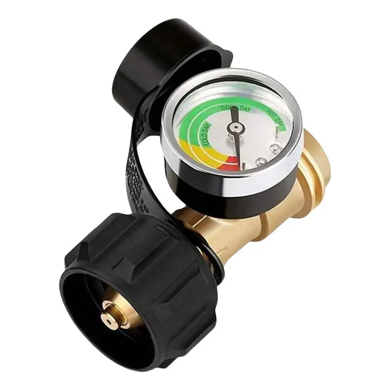 Propane Tank Gauge 5 To 40Lb Propane Tanks QCC1/Type 1 Connection Color Coded Air Gauge Solid Brass Leak Detector For RV Propane