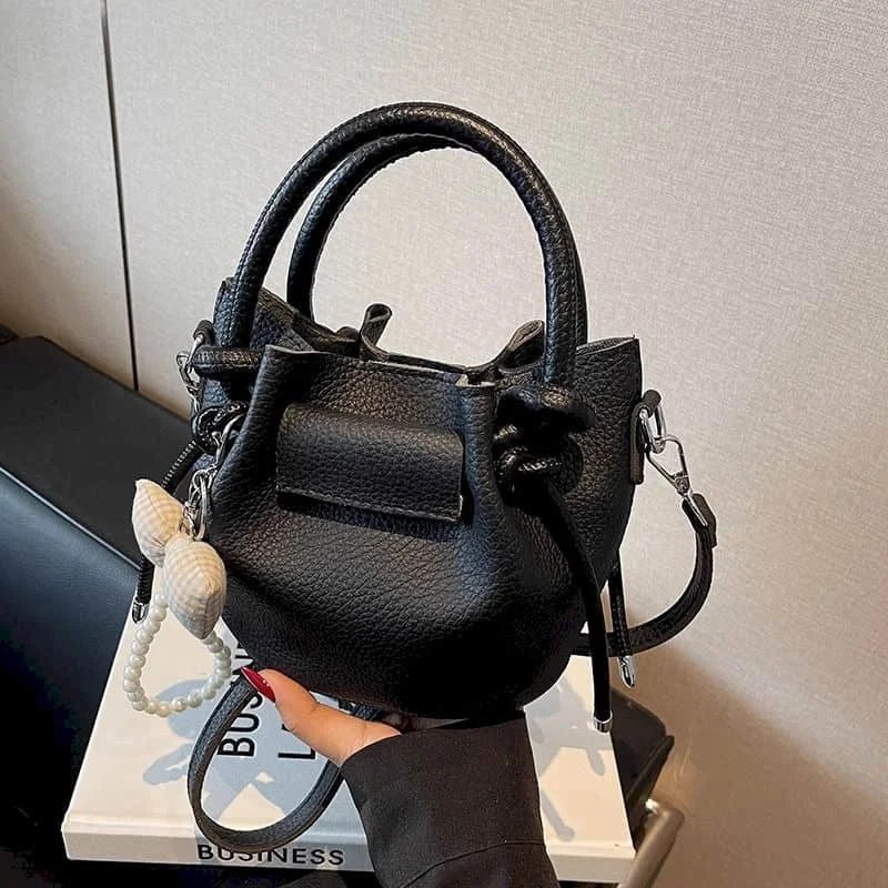 

Кожаные сумки через плечо для женщин, однотонные универсальные сумки в корейском стиле, модные роскошные офисные женские сумки-ведра высокого качества