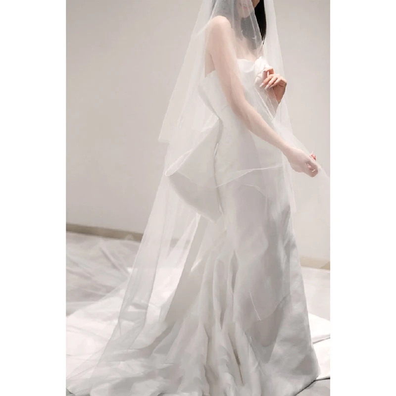 Mermaid Wedding Dresses Strapless Backless Small Train Big Butterfly Robe Mariee Simple Fashion Elegant Banquet Dress Customized