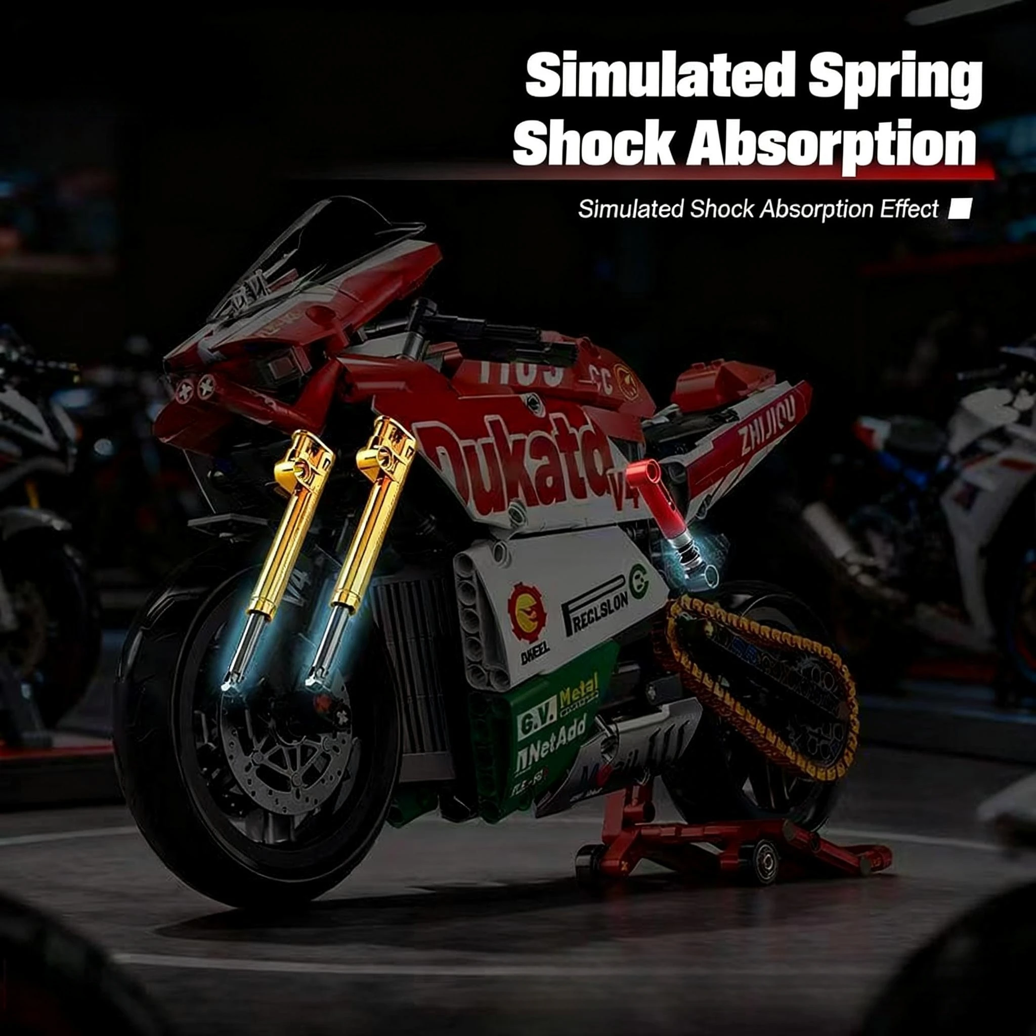 Famosi blocchi di costruzione per motociclette V4 Set Kit modello super moto da corsa tecnica per bambini Giocattoli assemblati Regali per ragazzi e ragazze