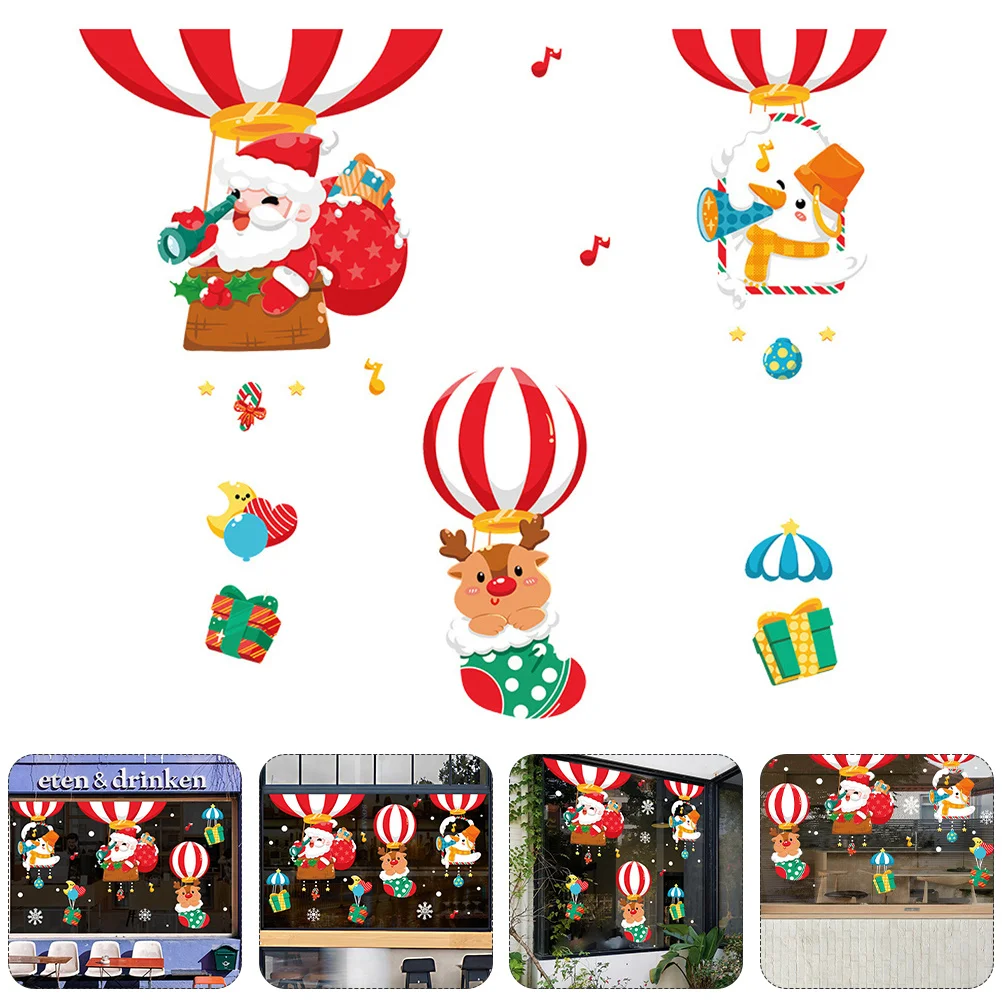 

2Pcs Christmas Santa Claus Window Sticker Removable Cartoon PVC Decorative Stickers for Glass Door Office Living Room Xmas Wall