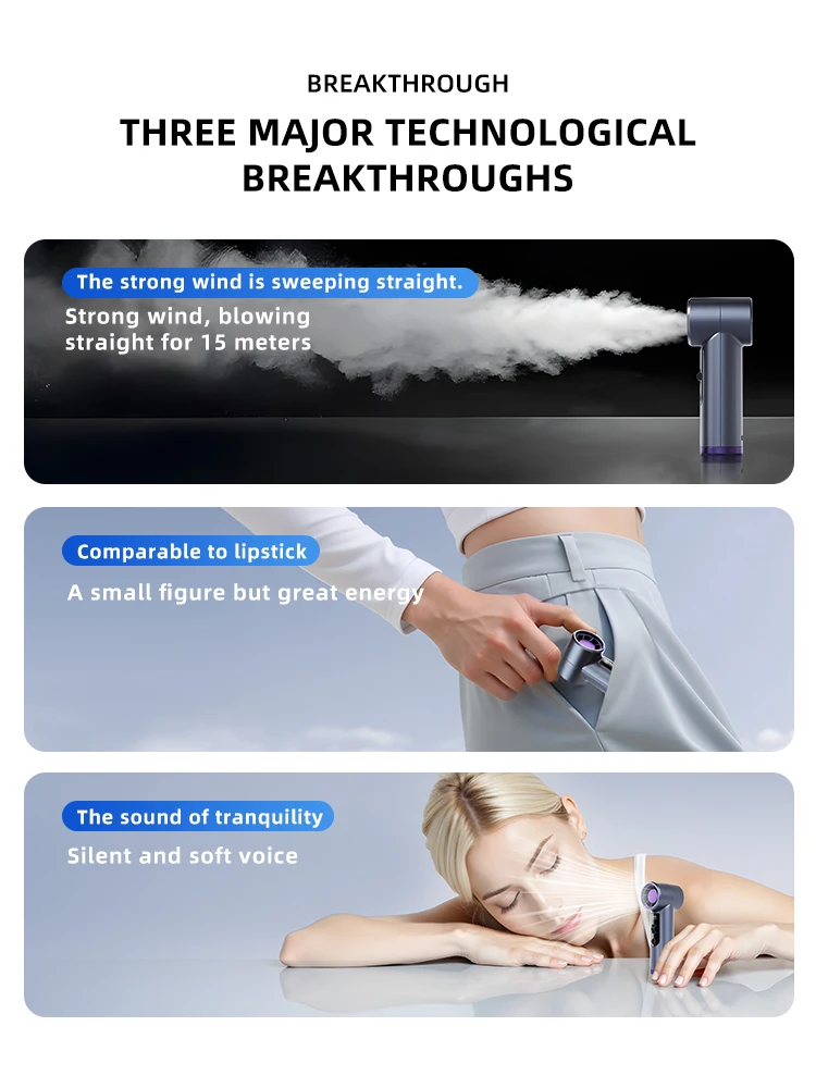 Handheld Fan Type-C Rechargeable 199-Speed Adjustable Fast Cooling Outdoor Portable Ice Sensation Hurricane Fans Powerful