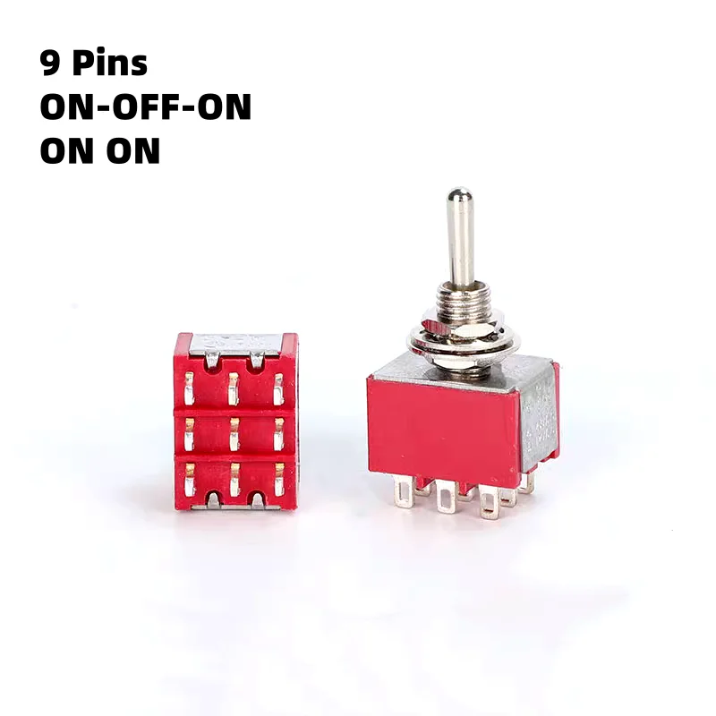 

5Pcs 9Pin Mini Toggle Switch 3PDT ON-ON MTS-302 ON-OFF-ON MTS-303 2A250V/5A125VAC