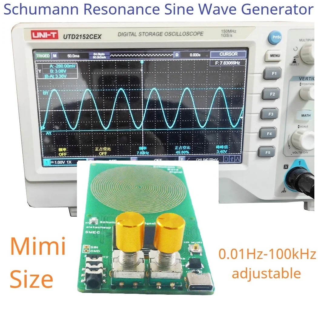 Mini Volume Frequency Continuously Adjustable LCD Encoder Adj 0.01-100kHz Ultra Low Schumann Resonances SR Signal Generator