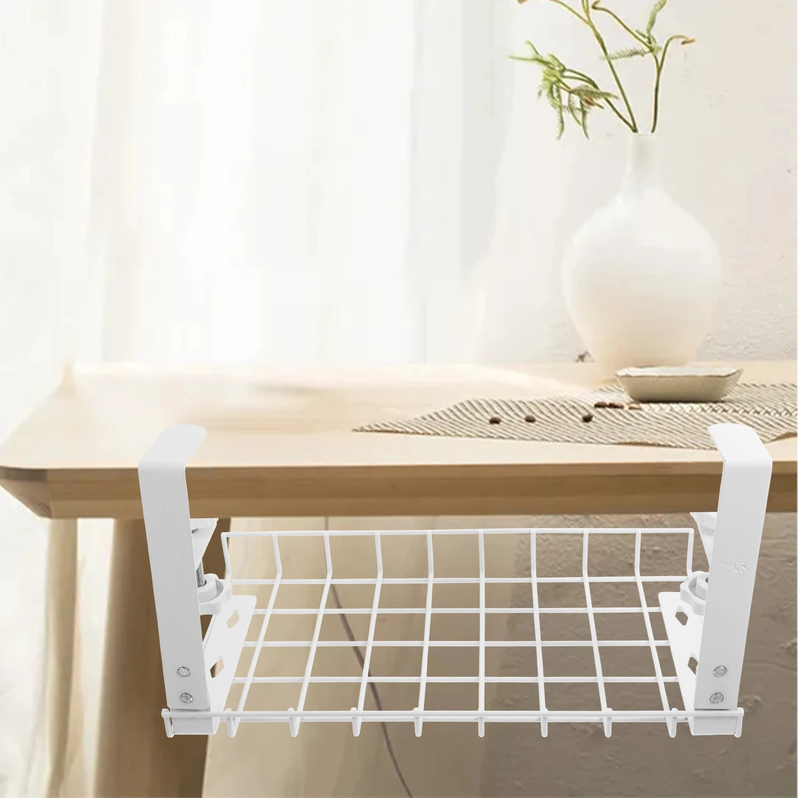 

Cable Management Desk Wire ganizer Rack No Drill Large Capacity Storage Under Desk Basket Computer Accessories