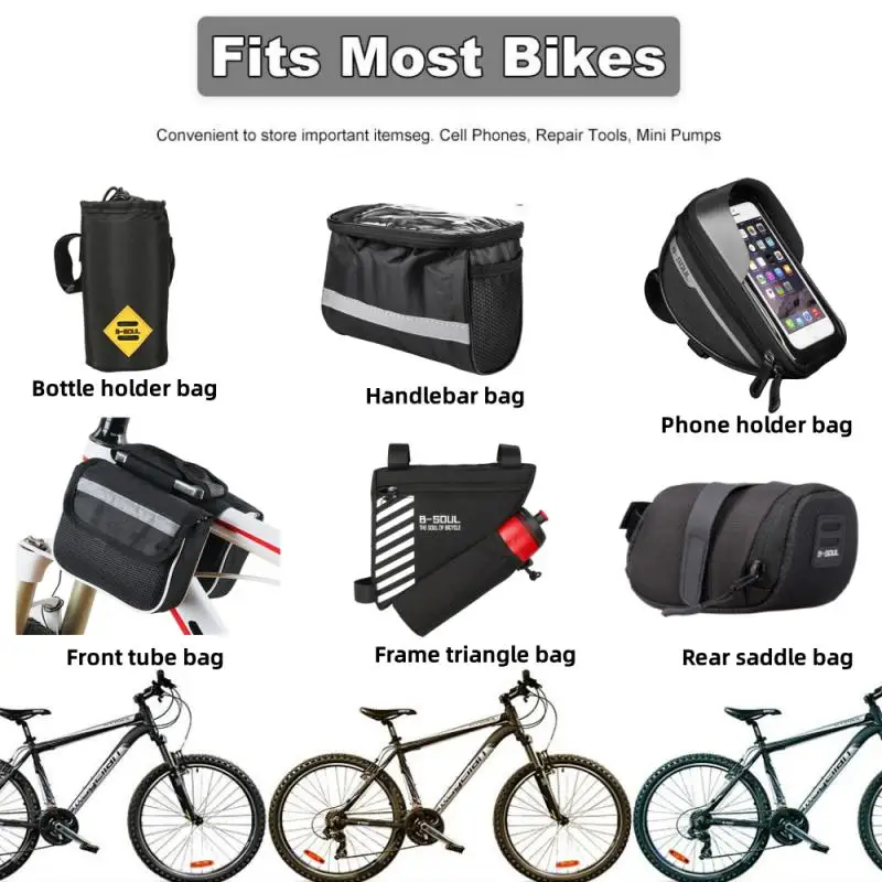 

Motorcycle Bicycle Bag Handlebar Phone Holder Frame Triangle Bag Frame Tube Carrier Bags Rear Seat Tool Pouch Water Bottle Bag