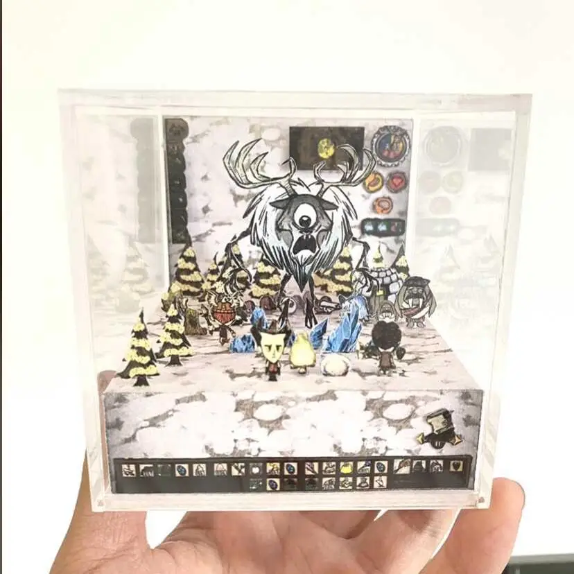 Don’T Starve Animation Game Paper Craft Figures Peripheral Viewing Scene Model Acrylic Box, Christmas Gift Delivered In 15 Days