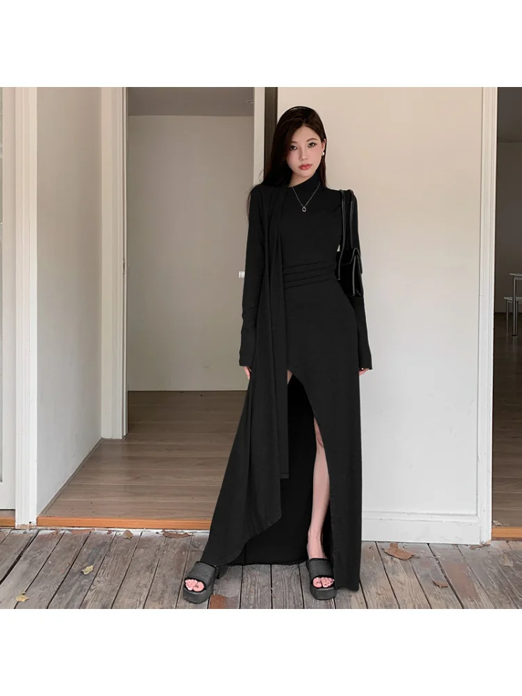 Wiwi Lazy Sle Irregular High Waist Long Dr Design Sensation Street Faion Viscose Polyester Autumn Season Full Sve D...