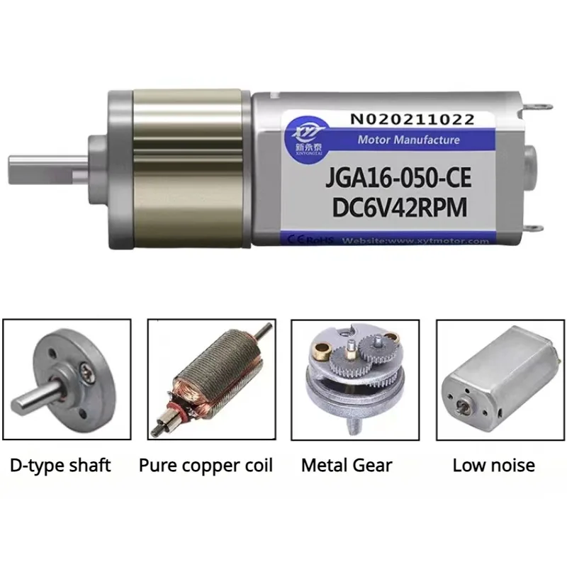 DC 6V 12V Gear Motor 12 - 923RPM CW CCW Speed Reduction Gearbox Motor JGA16-050 Electric Engine DIY Accessories Car Boat Model