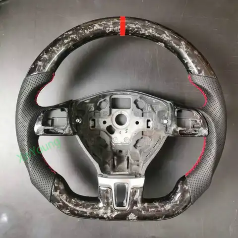 100 % echtes Carbonfaser-Auto-Lenkrad für VW Volkswagen Golf 6 MK6 Tiguan Magotan Scirocco Tiguan (keine Paddle Shifters)