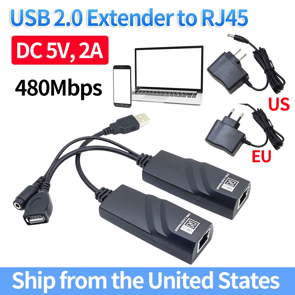 

Удлинитель USB 2.0 к RJ45 Plug and Play Удлинительный кабель Ethernet Удлинитель сетевого кабеля USB 2.0 к RJ45 для камеры, мыши, клавиатуры