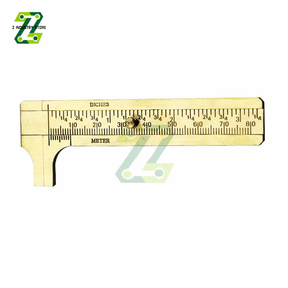 Mini Brass Scale 80mm Gauge Vernier Caliper Ruler Pocket Measuring Tool