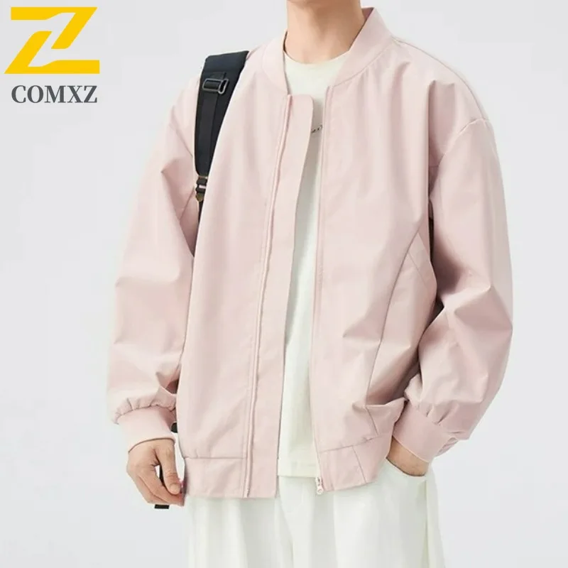 

COMXZ High Quality Mens Jacket Stand Collar Outdoor Camping Durable Zipper Coat Premium Travel Lightweight Autumn New Clothing