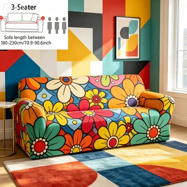 Luxury Gem Floral Sofa Cover,Sunflower Art Slipcover,Christmas Santa Sleigh Cover,Oil Painting Cat Cover,NewYear Fireworks cover