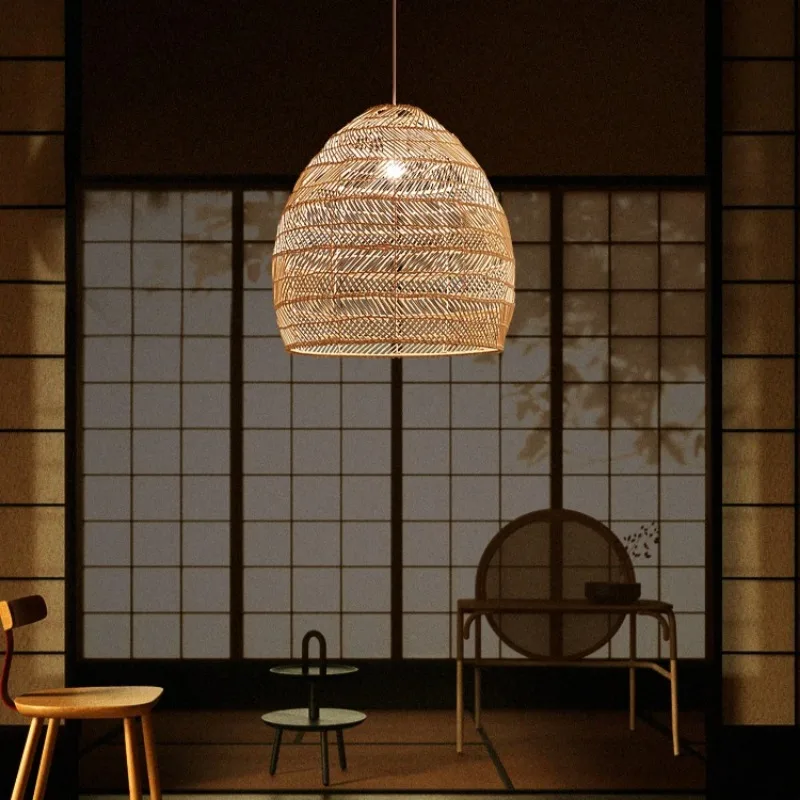 Dia22/30/40cm Handmake Rattan Lamp Vintage Hanging Lamp Loft Living Room Dining Room Home Decor Cafe Restaurant Pendant Light